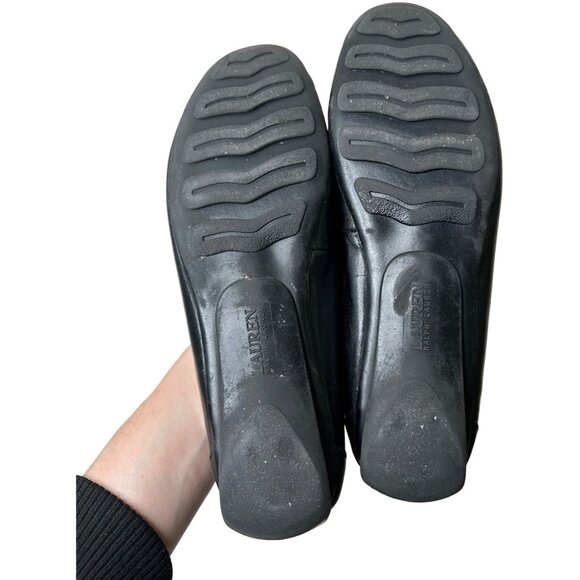 Lauren Ralph Lauren Women's Cayla Slip-On Loafers Leather Black Gold Chain 9.5 - Picture 2 of 8